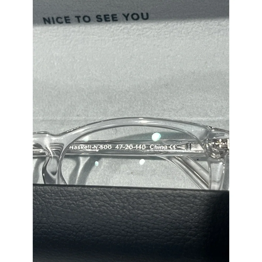 Warby Parker Haskell 500 49mm Crystal Clear Frames Glasses + Case